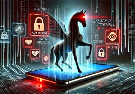 Here's a conceptual illustration representing Pegasus spyware and its effects on a smartphone. The image highlights the ominous presence of surveillance and digital breaches. Let me know if you need further modifications!
