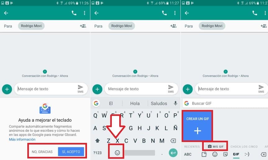 crear gifs animados en Android con GBoard