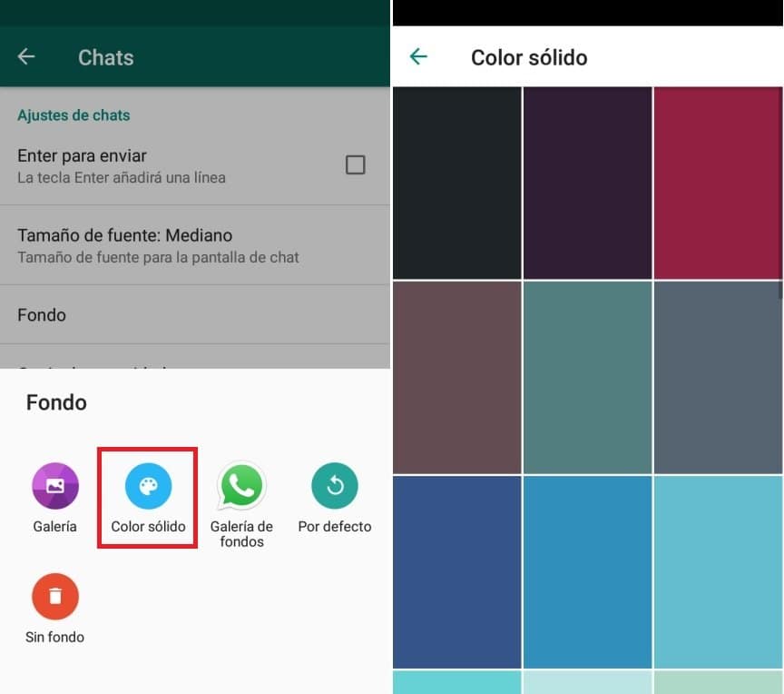 cambiar fondo del Chat en WhatsApp Android