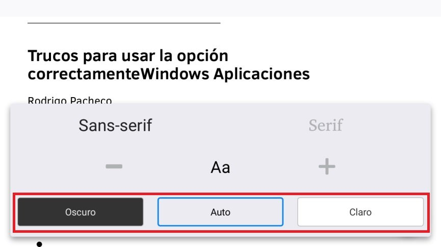 modo lectura en Firefox Android
