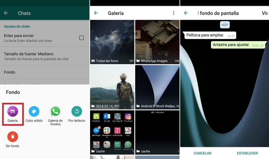 cambiar fondo del Chat en WhatsApp Android