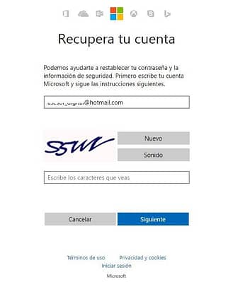 He olvidado la Clave de Hotmail y email de recuperación