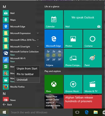 Desinatalar aplicaciones en Windows 10