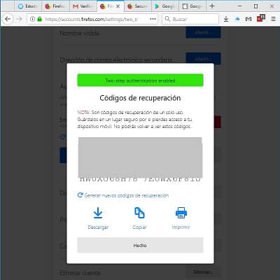 Doble verificacion Firefox