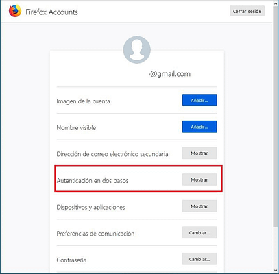 Doble verificacion Firefox