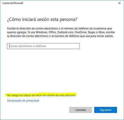Cuenta Local en Windows 10