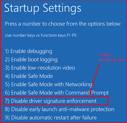 firmado de controladores Windows 10