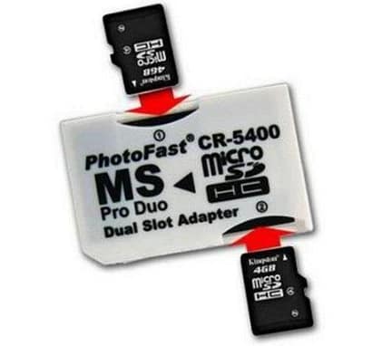 adaptador DUAL para memorias microSD y Sony Stick Pro DUO