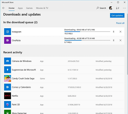 Buscar actualizaciones manualmente en 10