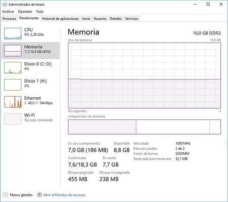 Memoria RAM DDR3 en PC Windwos 10