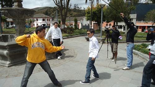 Plaza de la Pileta en Calacalí en una escena de Celmira, la película