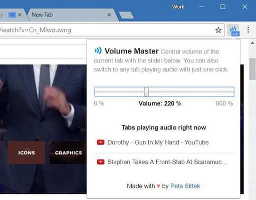 control de volumen en Google Chrome