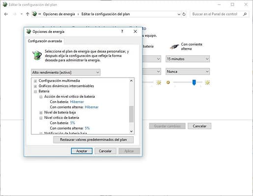 carga de la bateria en el PC con Windows