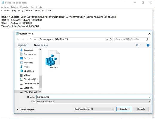 salvapantallas burbujas para Windows 10