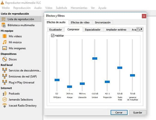 VLC Media Player mejorar audio peliculas