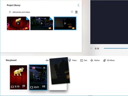 Microsoft Photos mezclar varios videos