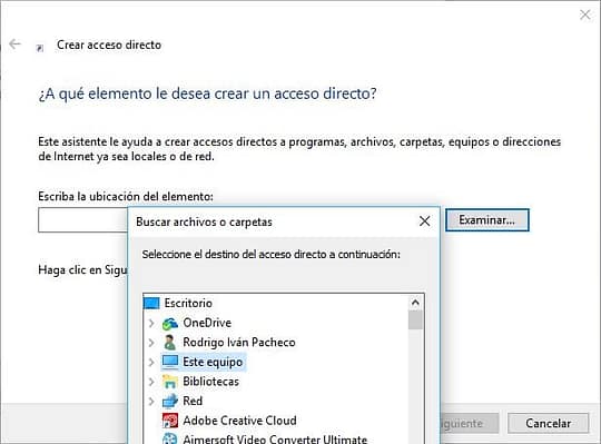 crear acceso directo para aplicaciones portátiles
