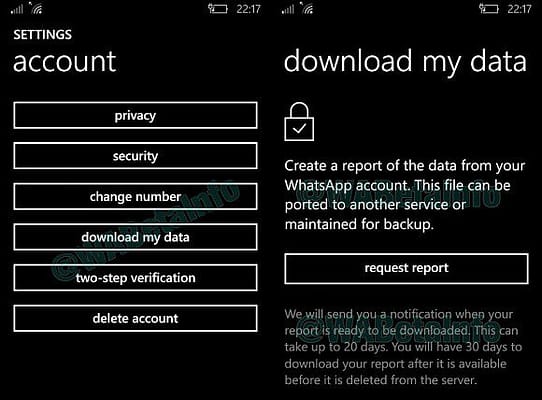 WhatsApp para Windows Phone descargar datos