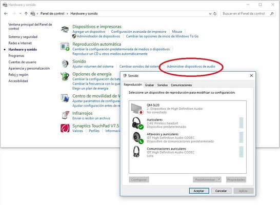 Configuración de Audio Windows 10