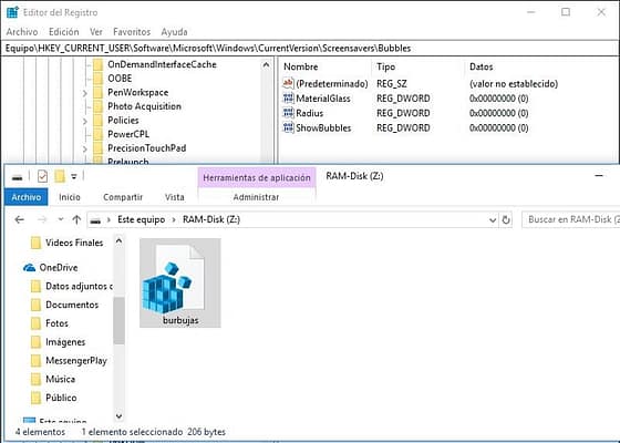 salvapantallas burbujas para Windows 10