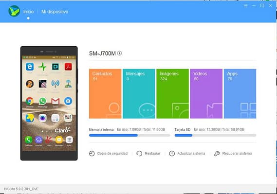 Huawei HiSuite pantalla android negra