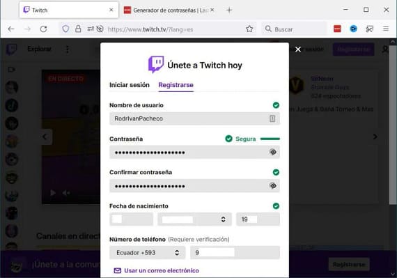 Twitch con celular