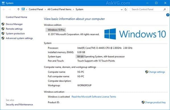 Número de versión de Windows 10