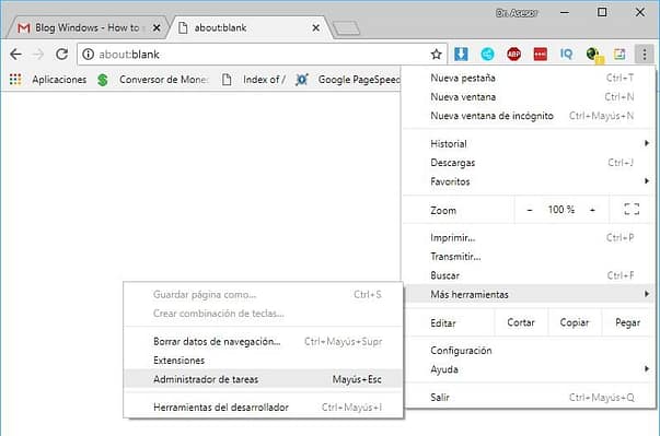 Extensiones de Google Chrome en su Administrador de Tareas