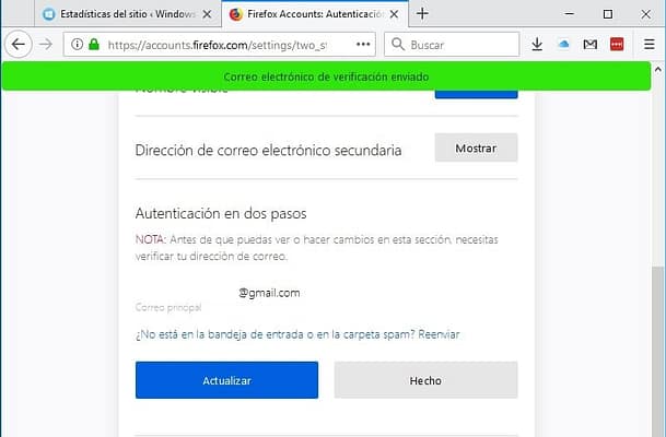 Doble verificacion Firefox