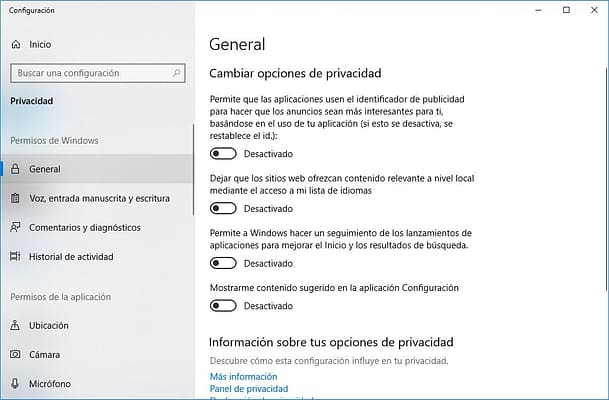 mejorar la privacidad en Windows 10