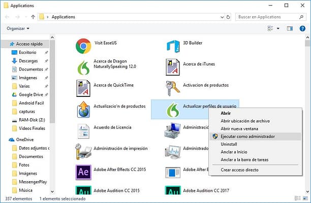 Mostrar aplicaciones instaladas en Windows 10