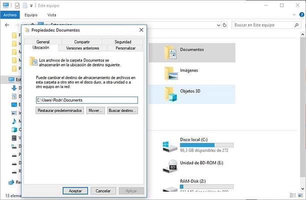 Mover la Carpeta de Documentos