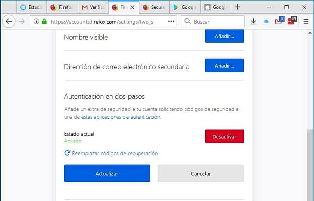 Doble verificacion Firefox