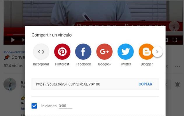 Videos de YouTube iniciar en tiempo