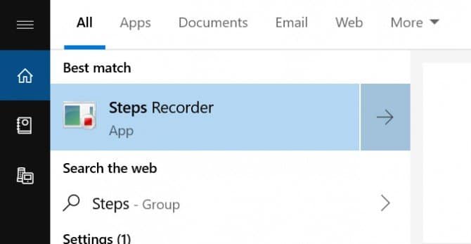 01 steps recorder en Windows 10