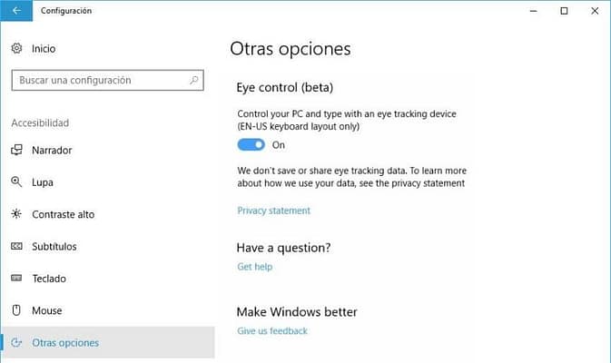 Controlar Windows 10 con los Ojos
