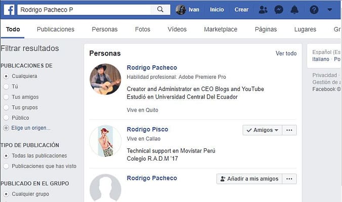 Perfiles de Facebook anonimamente