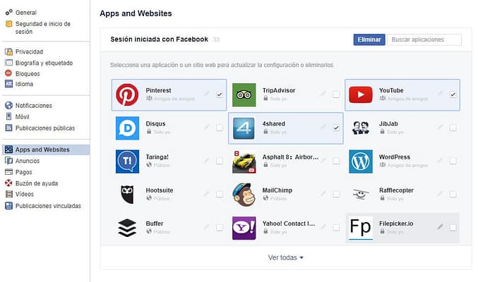 desinstalar aplicaciones de facebook en el PC
