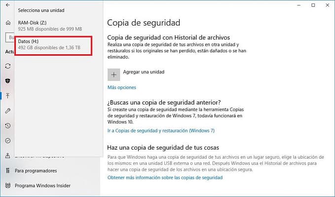 Copias de Seguridad Windows 10