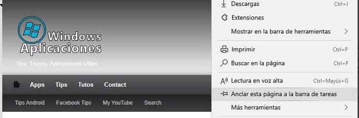 Anclar un Sitio Web barra de tareas