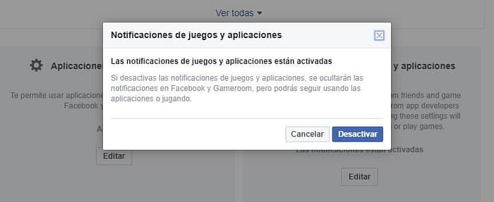 restringir notificaciones en juegos de Facebook
