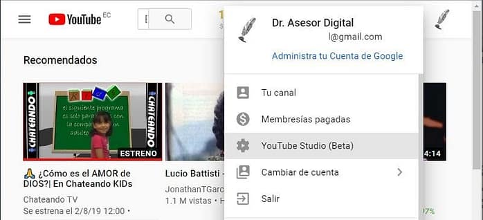 Dashboard Clásico de YouTube