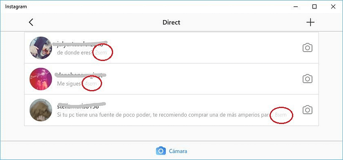 Ultimo Visto en Instagram de Windows 10