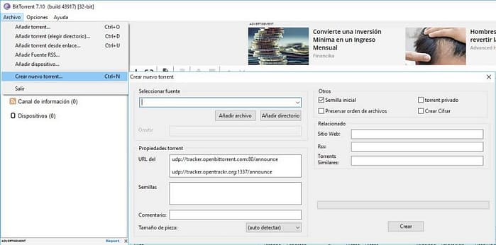 Crear Archivos Torrent con BitTorrent o uTorrent