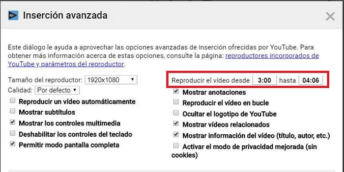 Videos de YouTube iniciar en tiempo