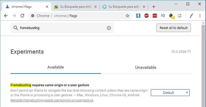 Bloquear Publicidad Google Chrome con una bandera