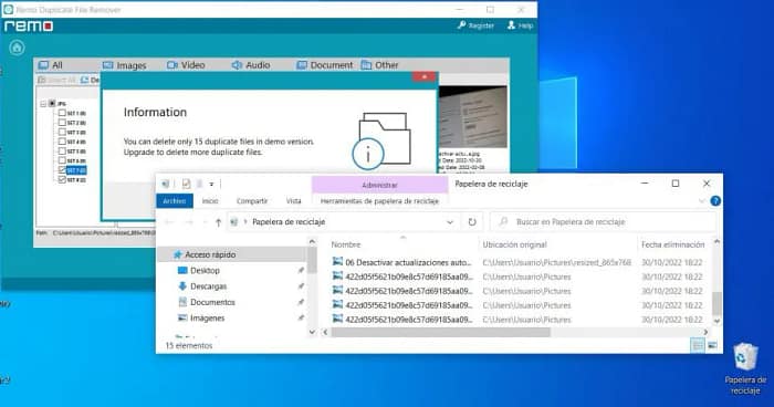 eliminar archivos duplicados