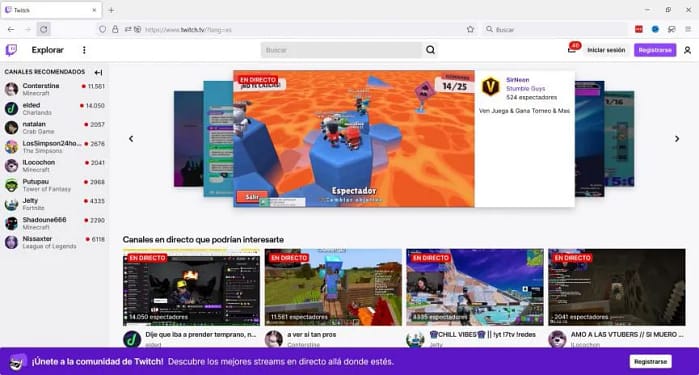 Twitch ventana ampliada