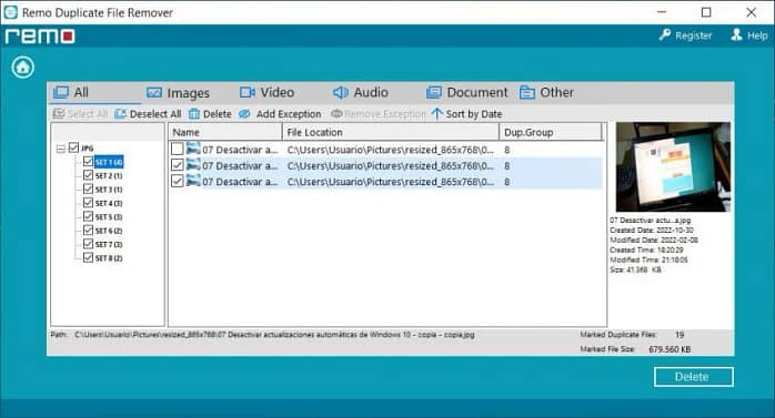 eliminar archivos duplicados