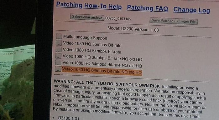parchar firmware Nikon